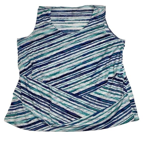 Catherine’s Sleeveless Top Tank Blue White Stripe Size 3X - Picture 1 of 9